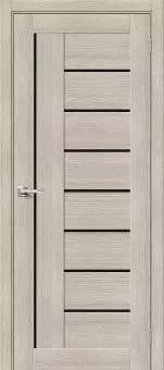 Межкомнатная дверь экошпон Браво-29 Cappuccino Melinga / Black Shine